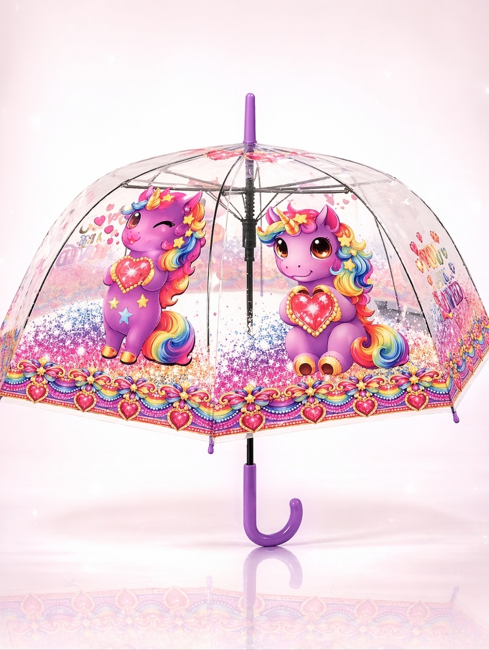Unicorn Clear Dome Umbrella, Semi-Automatic. 8 Fiberglass Ribs. 23'